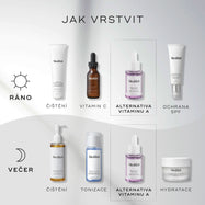 JAK VRSTVIT

Ranní (AM) rutina zahrnuje:
Čištění (Surface Radiance Cleanse), Vitamin C (C-Tetra Luxe), alternativu vitaminu A (Bakuchiol Peptides) a Ochranu před sluncem (Advanced Day Total Protect).

Večerní (PM) rutina zahrnuje:
Čištění (Lipid-Balance Cleansing Oil), Tonizaci (Press & Glow), alternativu vitaminu A (Bakuchiol Peptides) a Hydrataci (Advanced Night Restore).