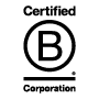 Oficiální logo B Corp – velké písmeno „B“ v kruhu s podtržítkem – prezentované vedle minimalistického odznaku značky Medik8 s textem „B CORP CERTIFIED“.