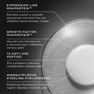 Detailní záběr textury séra Liquid Peptides Advanced MP s kapkami a textovými popisky zvýrazňujícími jeho složení:

Expression Line MiniProtein™
Growth Factor MiniProtein
13 anti-age peptidů
Micro-Filler kyselina hyaluronová
